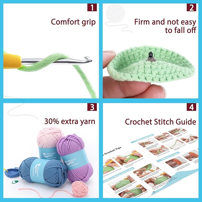 CrochetBox Christmas Crochet Kit for Beginners - Snowman Starters Crochet Kit, Beginners Crocheting Kitting for Adults Teen, Gifts with Crochets Yarns, Hook, Step-by-Step Video, Instruction