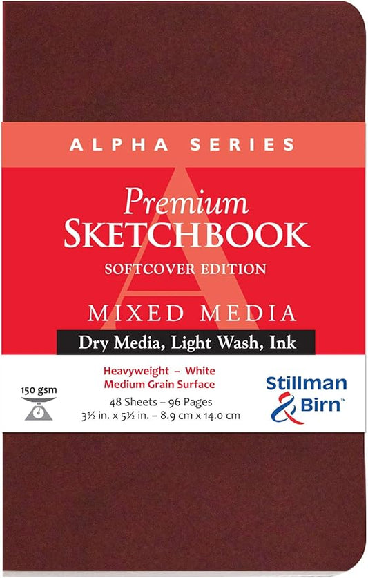 Stillman & Birn Alpha Series Softcover Sketchbook, 3.5" x 5.5", 150 gsm (Heavyweight), White Paper, Medium Grain Surface