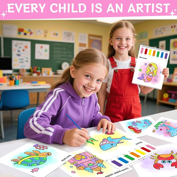 SOCOLER Paint with Water Coloring Books for Toddlers,Mess Free Watercolor Painting Sets for Kids,Water Color Paint Kit,Art Craft Birthday Gift for Ages 1-3, 4-8(Sea World)