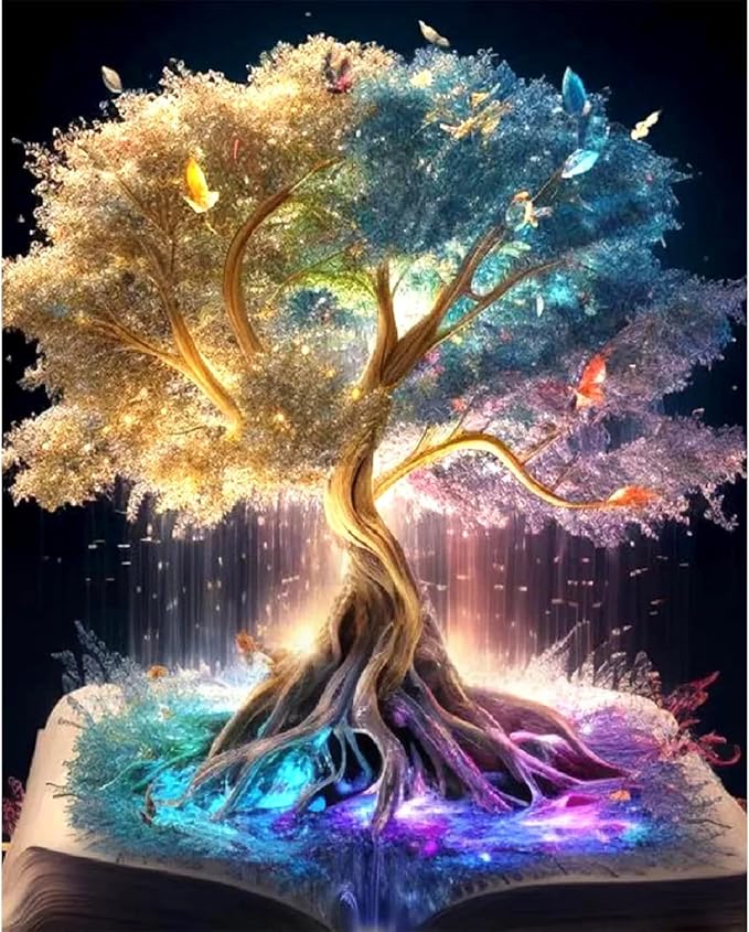 Tree of Life Stamped Cross Stitch Kits - Counted Cross Stitch Kits for Beginners Adults,11 CT Patterns Dimensions Embroidery Kits Arts Craft Kits,for Gift and Home Decor 12 x 16in