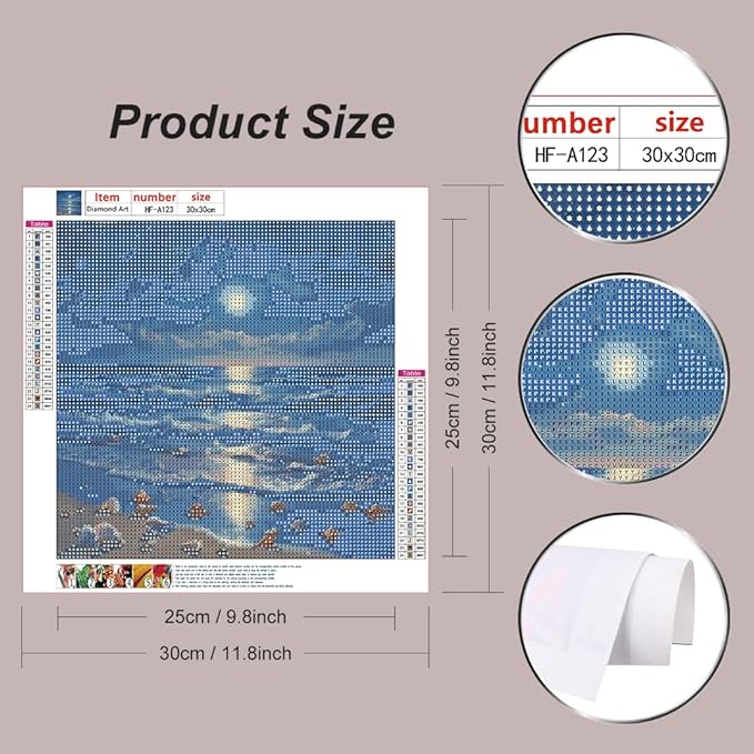 hill froeistung Sea Diamond Art Painting Kits for Adults,Beach Diamond Art Kits for Beginners, 5D DIY Round Full Drill Diamond Dots Gem Art Craft for Home Decor Gift 12x12inch