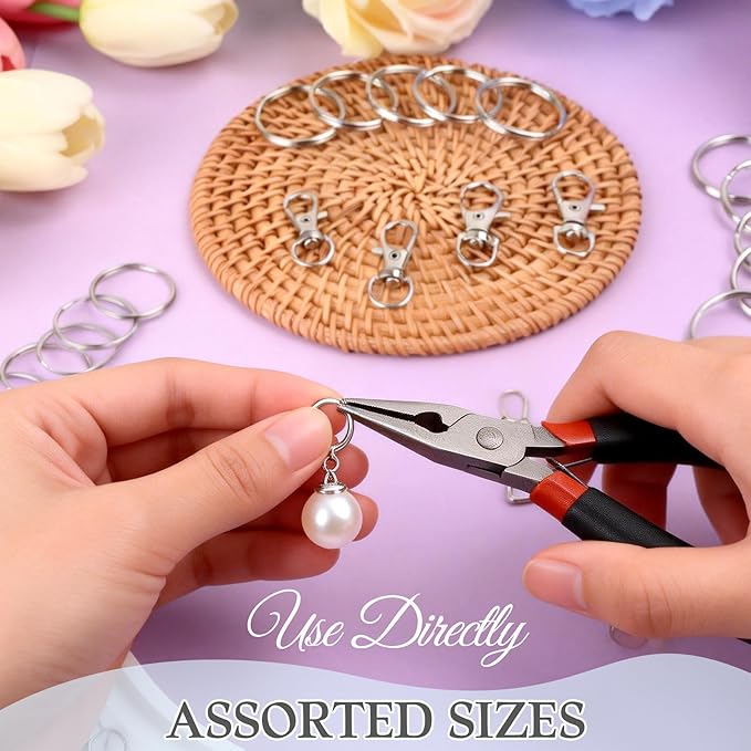 Prdingfy 282PCS Keychain Making Kit, Keychain Craft Supplies Including Key Chain Hooks, Lobster Clasps, Key Rings and Jump Rings for Key Chain Making and Jewelry Making(Silver)
