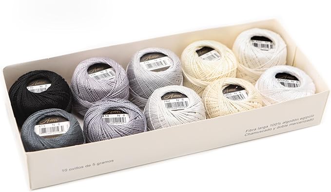 Size 8 Double Mercerized Egyptian Long Staple Cotton Pearl Thread Ball 5 Grams Rainbow Color Embroidery Thread 10 Colors per Box for Crochet Hardanger Cross Stitch Hand Embroidery (Set G)