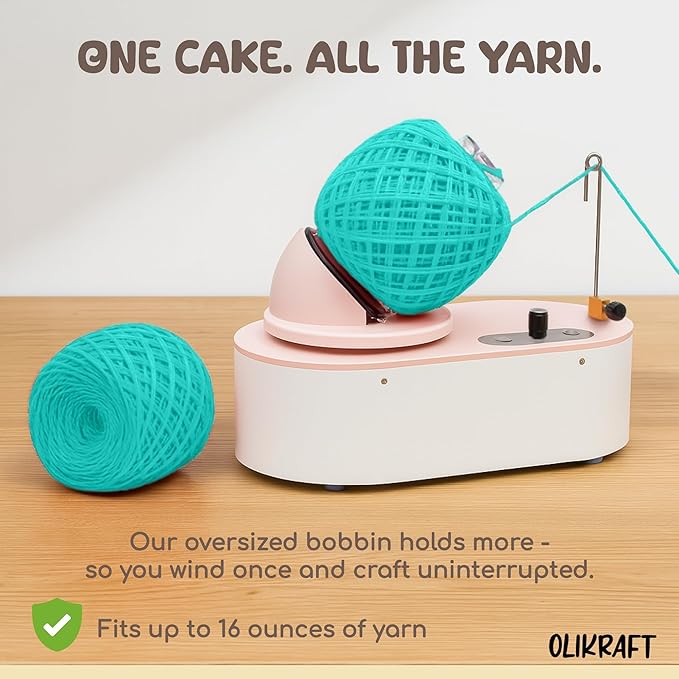 Olikraft Tabletop Electric Yarn Winder for Crocheting | Swift Electric Yarn Ball Winder Large Capacity | Ball Winders | Cake Winders | No Tensioner Included | No Clamp Required (Patented)