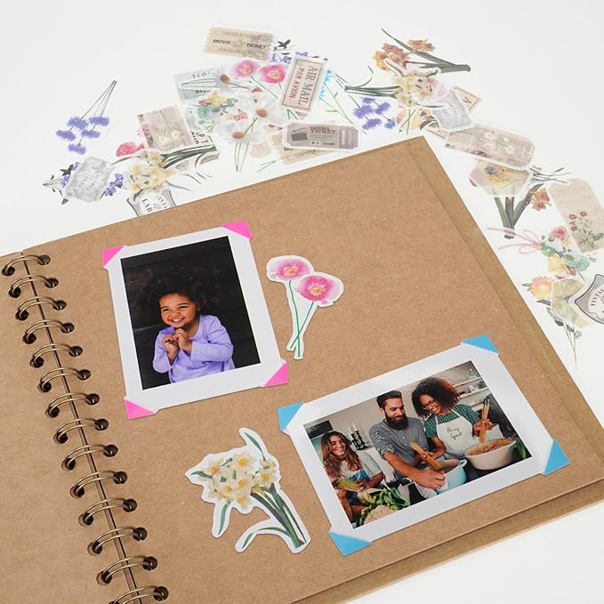 7X7 Inch DIY Scrapbook Photo Album, Kraft Blank Paper Scrap Book 40 Pages Memory Book for Wedding Family, White