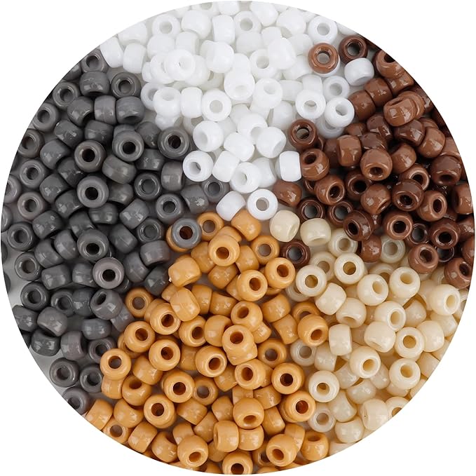 anpiwshjo pony beads bulk 1100 pcs, beads for jewelry making, beads for bracelets making, hair beads, bracelet beads, plastic beads for crafts, hair beads for braids for girls(brown color scheme)