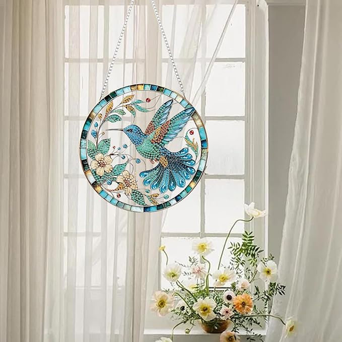 AIBOERL Diamond Art Hanging Kit for Adult,Special Shaped Rhinestone,Double Sided 5D DIY Acrylic Diamond Art Painting Window Pendants Home Garden Wall Hanging Kits Hanging Ornament (Bird)
