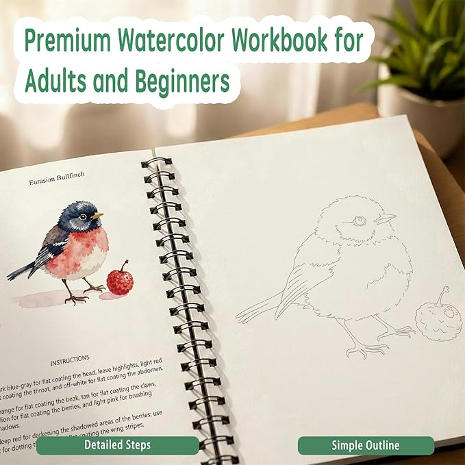 SLWBZ Watercolor Workbooks Coloring Book, Beginner Friendly Painting Kit, Easy Exquisite with Steps, Creative Exploration Watercolor Book for Adults Teens (Pink Flamingo, Without Paint)