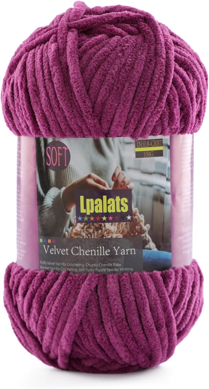 Baby Blanket Yarn for Crocheting Soft - 1 Pack of 100g/3.5oz Chunky Chenille Yarn for Knitting Blankets Amigurumi - Super Bulky Yarns - 87 Yards Thick Plush Yarns (1, Violet)