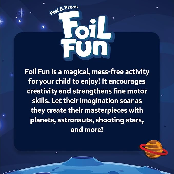 skillmatics foil fun - space, no mess art for kids, craft kits & supplies, diy creative activity, travel toys, gifts for boys & girls ages 4, 5, 6, 7, 8, 9