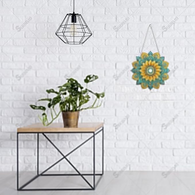 SOURMO Diamond Art Painting Hanging Kit, DIY Diamond Gem Painting Pendant, Acrylic Board Mandala Floral Wall Art
