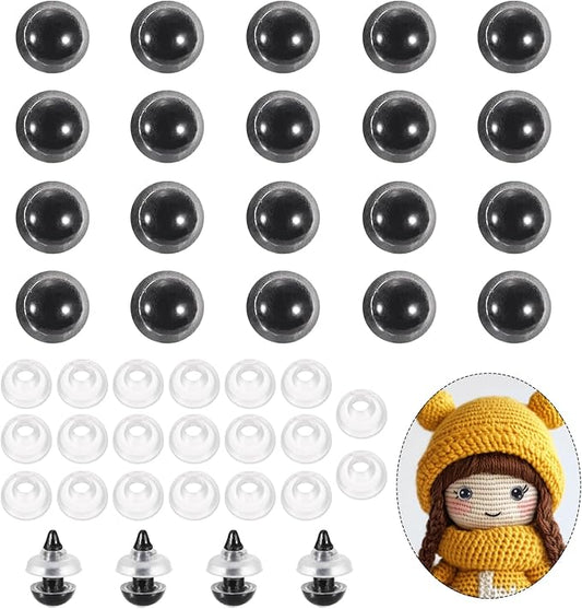 PATIKIL 8mm Safety Eyes, 20Pcs Realistic Doll Crocheting Safety Eyes with Washers for Decor Crochet Accessories Dolls Craft Halloween, Clear