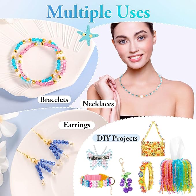 PAXCOO 5320Pcs Crystal Acrylic Beads for Jewelry Making, Round Faceted Bicone Gem Beads in 28 Colors (4 MM)