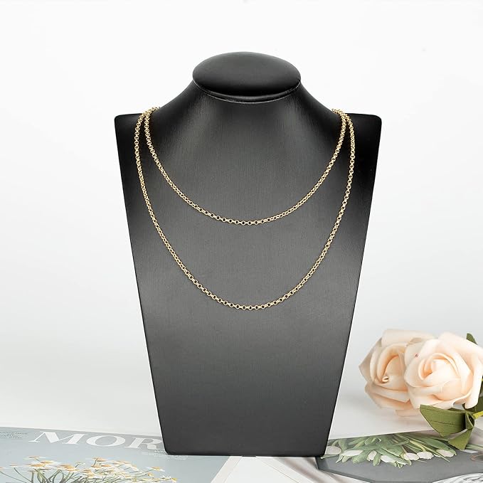 18K Gold Plated Brass Jewelry Making Chain, 10 Meters Circle Rolo Chains Bulk with 50pcs Jump Rings + 20pcs Lobster Clasps Women Necklace DIY Jewelry Supplies Findings