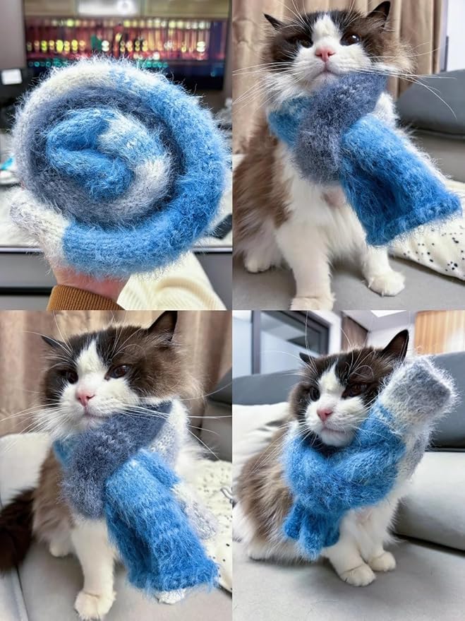 Snowbaby Wool Acrylic Blend Long Pile Yarn,(Worsted) Luxurious Fuzzy Multicolor Gradient Yarn for Knitting and Crocheting Hat Scarf Sweater, 2 * 3.52oz/100g 207yds(51-Blue Sea Dark Clouds)