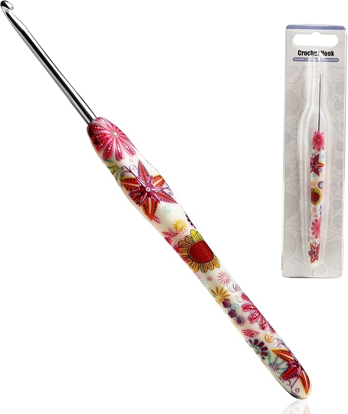 3.25mm Crochet Hook, Ergonomic Handle for Arthritic Hands, Soft Rubber Grip Extra Long  Knitting Needles for Beginners and Knitting Crocheting Yarn (3.25mm)