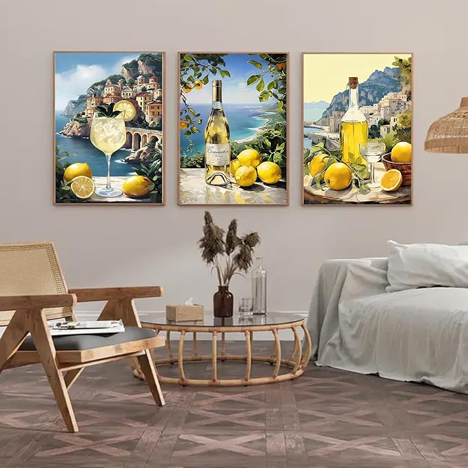 EIBEILI Diamond Art Kits for Adults, 3-Pack Limoncello Diamond Painting Kits for Beginner Round 5D Full Drill Diamond Dots Crafts for Home Wall Decor Gifts 12x16 Inch
