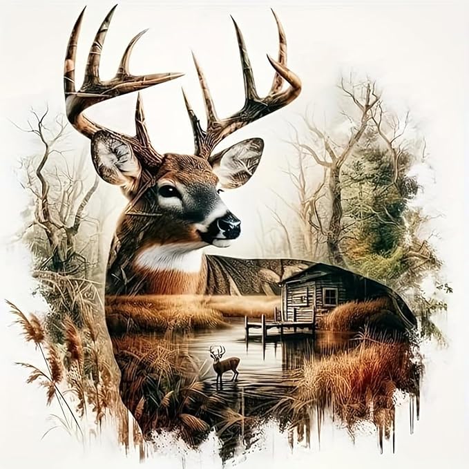 ARPADAMO Square Diamond Art Kits for Adults-Deer Square Drill Diamond Painting,Square Diamond Art,DIY Animal Gem Art Kits for Adults and Crafts for Gifts and Home Wall Decor 14x14inch