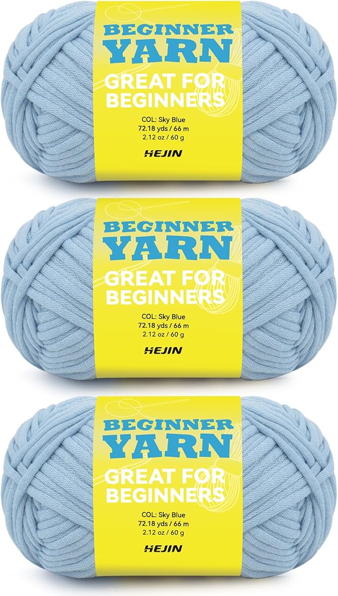 3x60g Blue Yarn for Crocheting and Knitting;3x66m (72yds) Cotton Yarn for Beginners with Easy-to-See Stitches;Worsted-Weight Medium #4;Cotton-Nylon Blend Yarn for Beginners Crochet Kit Making