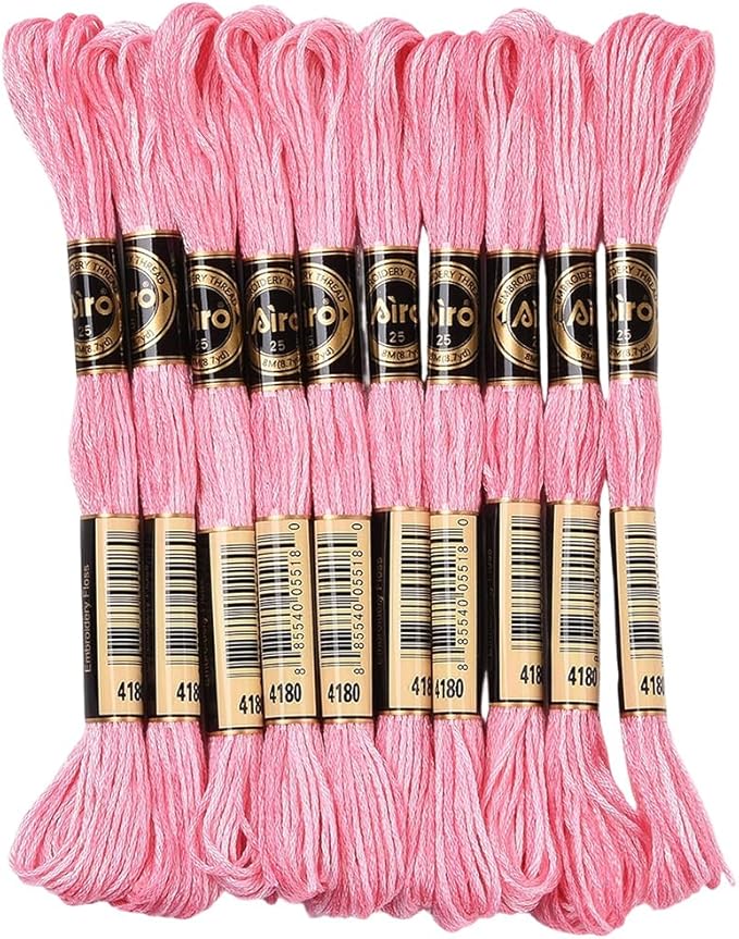 10 Skeins 87.5 Yards 6 Ply Variegated Hot Pink Embroidery Thread Segment Dyed Cross Stitch Floss Gradient Friendship Bracelet String Yarn Bulk for Sewing Making Jewelry Needlecraft Knitting