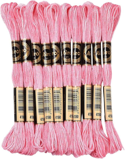 10 Skeins 87.5 Yards 6 Ply Variegated Hot Pink Embroidery Thread Segment Dyed Cross Stitch Floss Gradient Friendship Bracelet String Yarn Bulk for Sewing Making Jewelry Needlecraft Knitting
