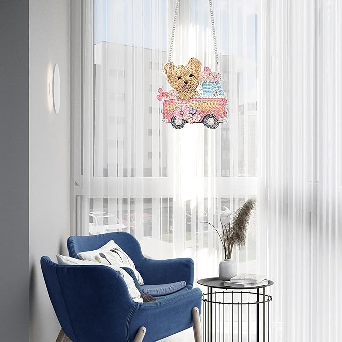 AiYuanzsh Yorkshire Terrier Dog Diamond Art Hanging Kit for Adults, Special Shaped Crystal DIY Acrylic Diamond Painting Sun Catcher, Window Pendant Craft Home Decor Gift for Dog Lovers