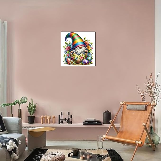 Easter Gnome Stamped Cross Stitch Kits for Adults Beginner, Counted Cross Stitch Kits Printed Stitching Cute Patterns Dimensions Needlepoint Art Crafts Embroidery Kits for Adults