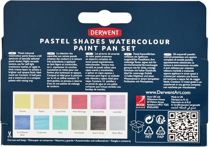 Derwent Pastel Shades Watercolor Paint Pan Set (2306247)