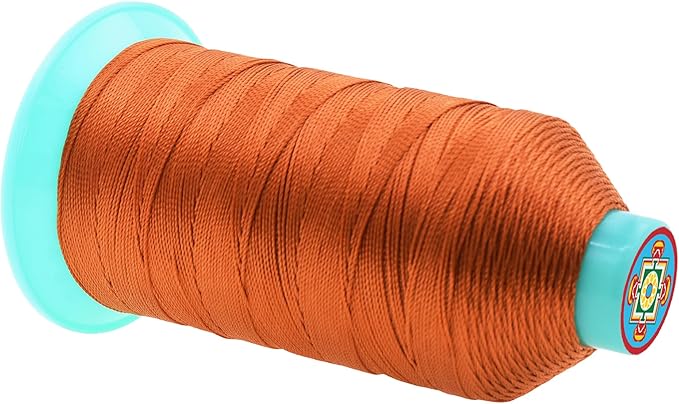 Mandala Crafts Size 277 840D T270 Bonded Nylon Thread - Burnt Orange 800 YDs Tex 270 Heavy Duty Sewing Threads for Leather, Jeans, Weaving, Outdoor Marine Upholstery