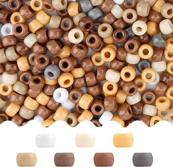 pony beads 4000 pcs for bracelets, hair, jewelry making, crafts - plastic beads for kids, hair braids for girls, kandi jewelry (brown color scheme)
