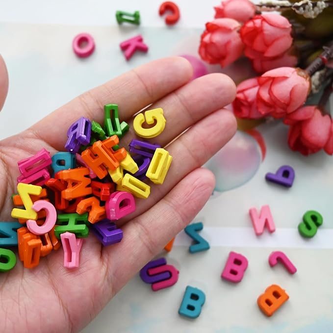 400pcs Colorful Letter Beads, Big Hole,A-Z Resin Pendants,3D Loose Beads for Jewelry Making,Key Chains,Crafts