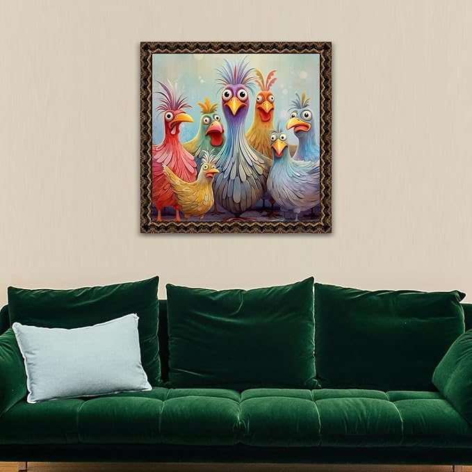 MBNTJHT Chicken Stamped Cross Stitch Kits for Adults Beginners, DIY Animals Needlepoint Counted Cross Stitch Kit for Adults,Cartoon Pattern Stitch Embroidery Kit for Wall Home Decor 14X14 Inch.