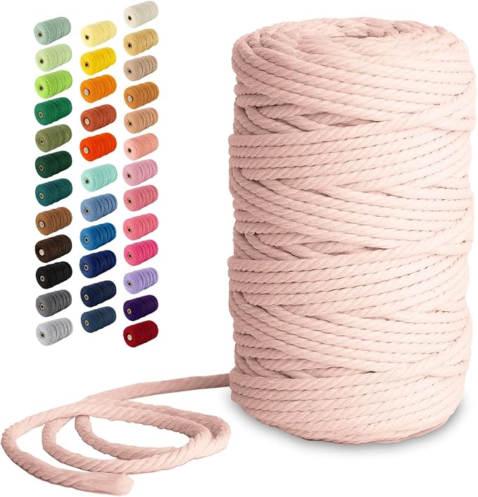 Nook Theory Macrame Cord - 5mm 109 Yards Cotton Rope, 3mm 4mm Yarn, String for Crafts, Perfect for Macrame Wall Hanging and Boho Decorations (Pearl)