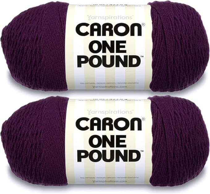 Caron One Pound Deep Violet Yarn - 2 Pack of 454g/16oz - Acrylic - 4 Medium (Worsted) - 812 Yards - Knitting/Crochet