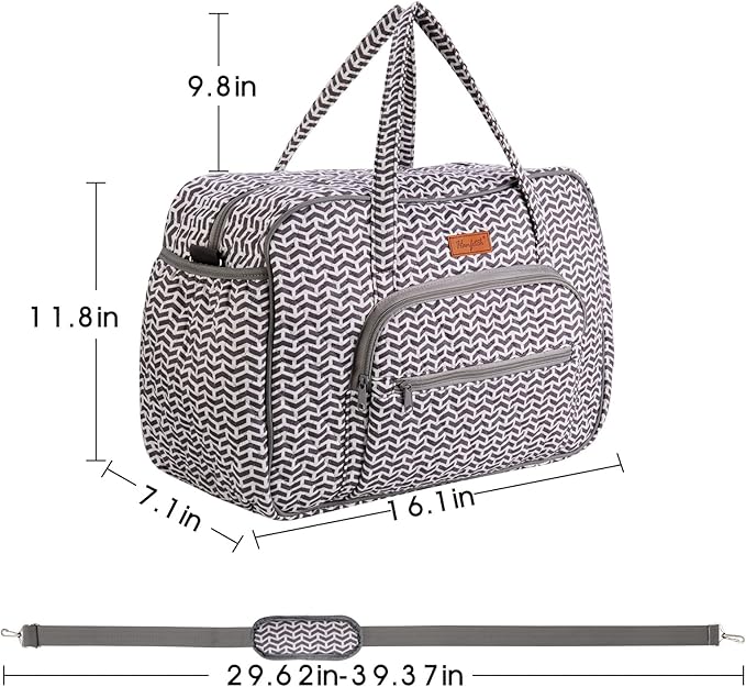Yarn Storage Organizer, Knitting Crossbody Bag, Large Crochet Tote Bag Yarn Holder Case for Carrying Projects, Knitting Needles, Crochet Hooks and Other Accessories (Gray-Arrow)