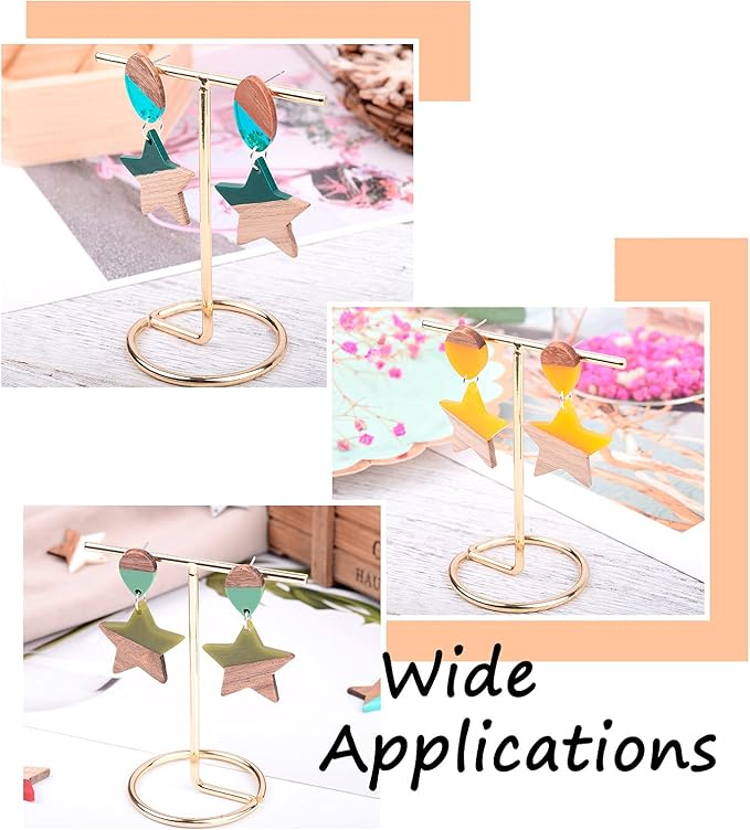 Beadthoven 18pcs/9 Pairs Natural Wood Resin Charms Small Star DIY Earrings Pendants Mixed Colors Wooden Pieces Pendants for Statement Jewelry Making Findings