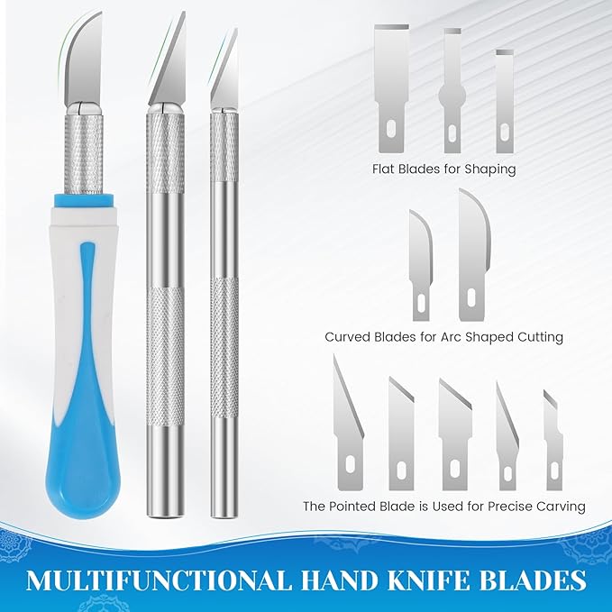 16 PCS Exacto Knife Set, 3 Craft Knife and 13 SK5 Steel Blades & Magnetic Storage Case, Exacto Knife for Crafting, DIY, Scrapbooking, Wood Carving, Art Projects, 3D Printing & Junk Journal Supplies