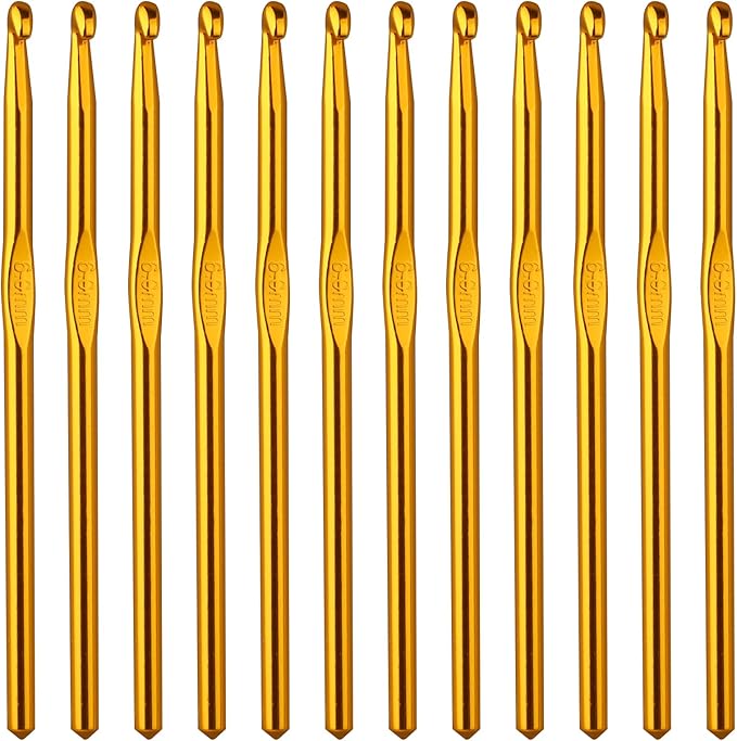12PCS 6mm Crochet Hook, Aluminum US J/10 Small Crochet Hooks, Crochet Hooks for Beginners, Knitting Crochet Needles for Yarn Craft