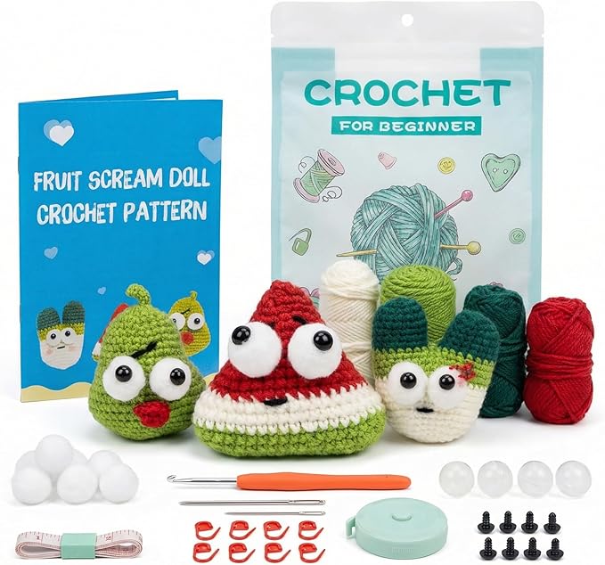 Kovarela Crochet Kit for Beginners Adults – Easy All-in-One Starter Pack with Fun Video Tutorials, Extra Yarn & Tools – DIY Amigurumi Craft Gift (Craft & Chill Edition)