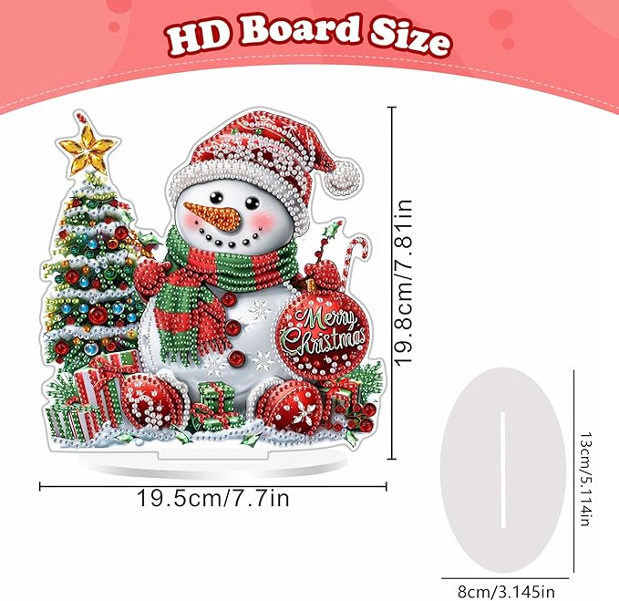 Diamond Art Kits for Adults, Christmas Snowman, Special Shaped Rhinestone Diamond Art Christmas Ornaments, Cute Snowman, DIY Diamond Art Painting Desktop Ornament Gem Art crafts for Adults Home Decor