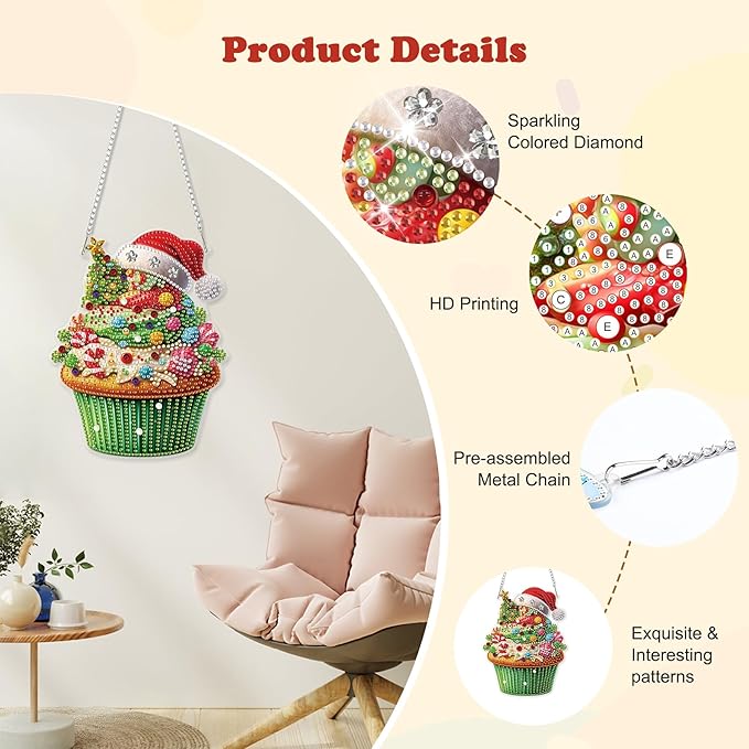 HEIBAGO Candy Cake Diamond Art Hanging Kits for Adults Kids, 5D Special Shaped Crystal Diamond Painting Kit, DIY Pattern Window Pendant Gem Art Kit for Home Wall Decor 8.3 x 8.3 Inch