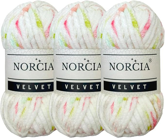 Soft Velvet Yarn Chenille Yarn for Crocheting Super Bulky 3x100g (3x74.3 yds) Baby Blanket Yarn for Knitting Amigurumi Yarn for Crochet Weaving Craft
