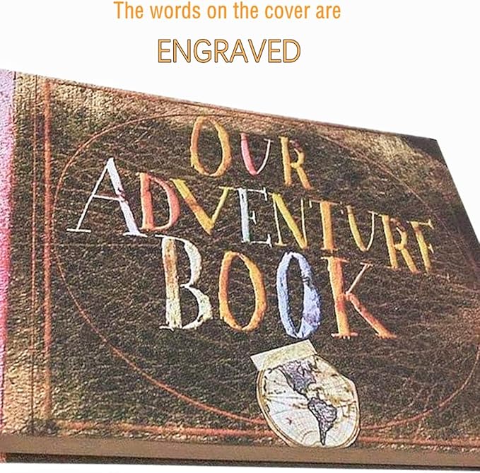 Our Adventure Book Handcrafted 11.92 x 7.62" Scrapbook, Color cover,Embossed Lettering, Inspired by 'Up', Ideal for Photos, Gift for Couples Anniversary, Weddings, Travelling, Birthday, Christmas