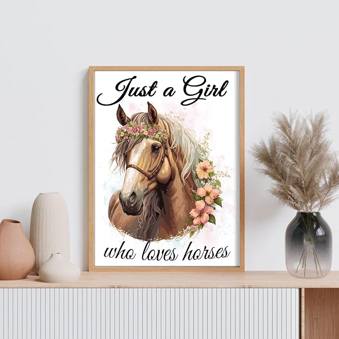 GEEHEIY Horses Diamond Art Kits for Adults, 5D Horse Diamond Painting Kits for Beginner, DIY Flower Lover Gem Art Dots for Adults, Perfect for Home Wall Decor 12x16 Inch