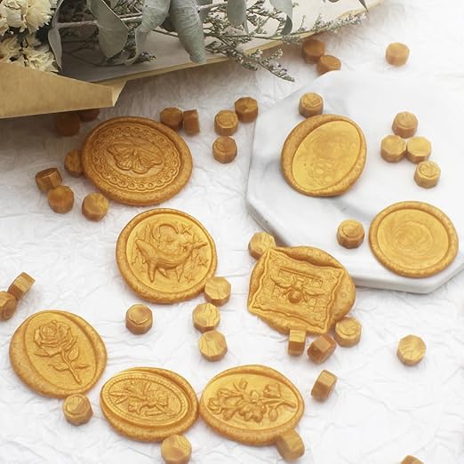 600pcs vintage gold wax seal beads, andotopee premium sealing wax pellets for stamp seals, wedding invitations, letter envelope, greeting card decorations & scrapbook diy crafts