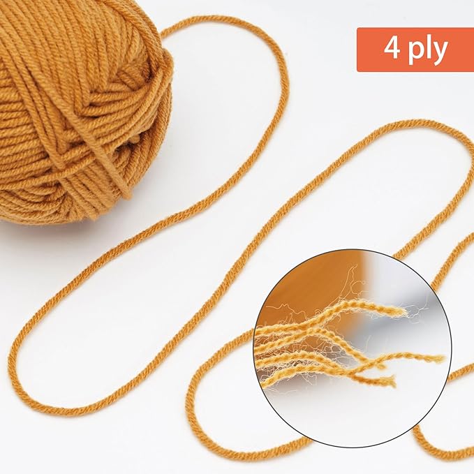 NICEEC 300g Soft Assorted Colors Yarn - Sport Weight,100% Acrylic, 4 Ply, Bonbons Yarn for Crochet & Knit, DIY Project Starter Kit for Kids or Adults(Total 870yds) - Brown Series