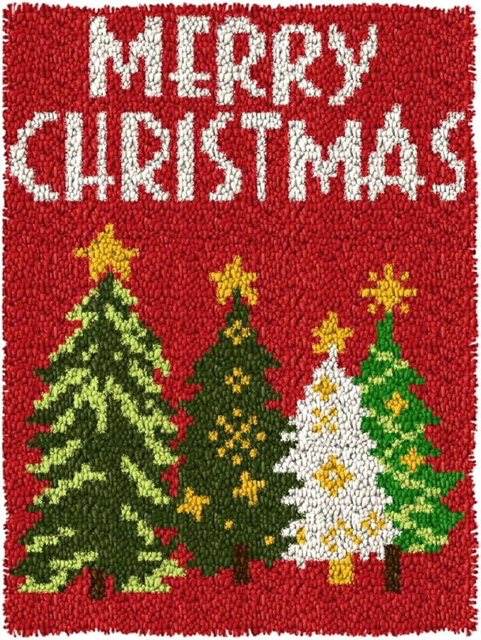 Ylkgogo Latch Hook Kits for Adults/Beginners Crocheting Rug Pre-Printed Canvas Tree Pattern Embroidery Tapestry Needlework Home Decor 20.5" X 15"