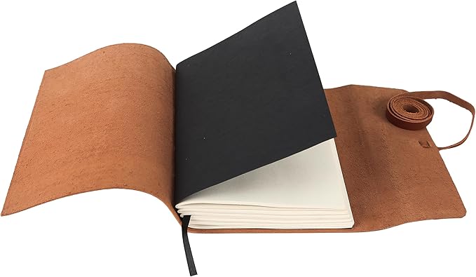 KomalC Handmade Leather Journal | Writing Notebook Diary | Bound Daily Notepad For Men & Women Unlined Paper Medium, Writing Pad for Artist, Sketch