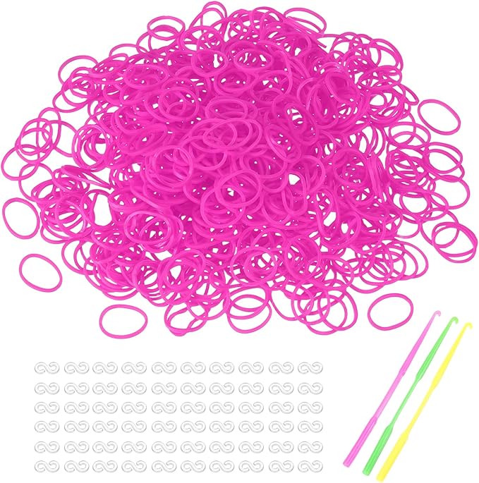 MECCANIXITY 1800 Pcs Loom Rubber Bands Kit with 75 Pcs S-Clips 3-Hooks Rubber Bands Refill Bracelet Making Kits for Weaving DIY Handcrafts Gift, Plum Red