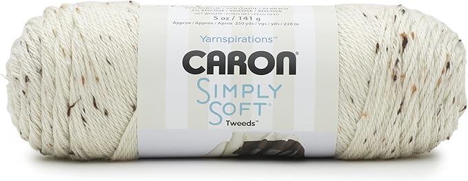 Caron Simply Soft Off White Tweeds Yarn - 3 Pack of 141g/5oz - Acrylic - 4 Medium (Worsted) - 250 Yards - Knitting/Crochet